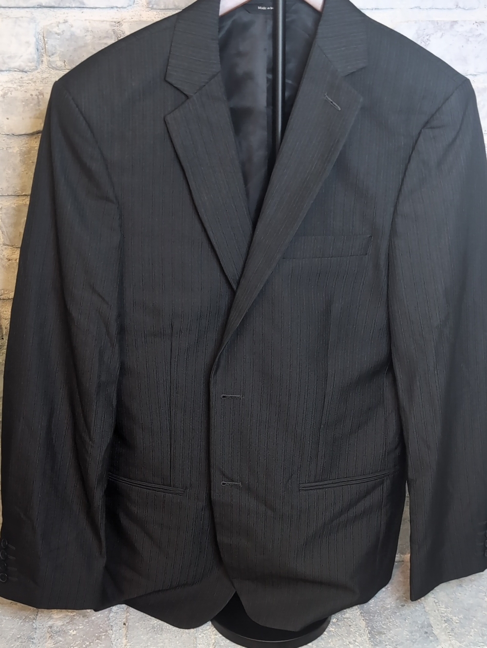Apt. 9 Formal Men's Blackl Pinstripe Two-Button Blazer Modern Fit 38 Regular